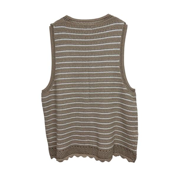 J.Crew Factory Crochet Striped Sweater Tank Top Beige 2X NWT - Picture 5 of 7